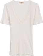 Madewell Lace Trim V-Neck Rib Top