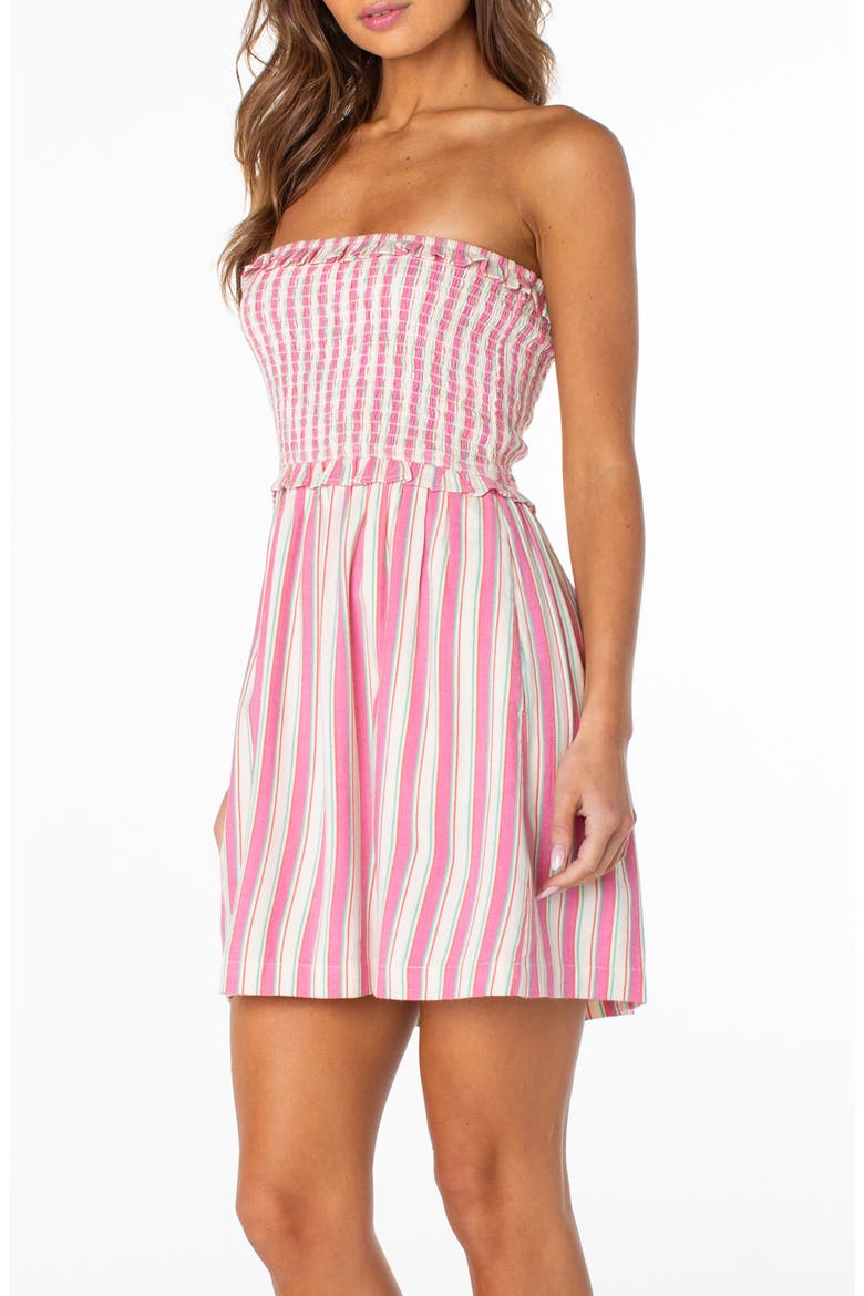 Avalon Stripe Strapless Midi Dress, Alternate, color, DEW