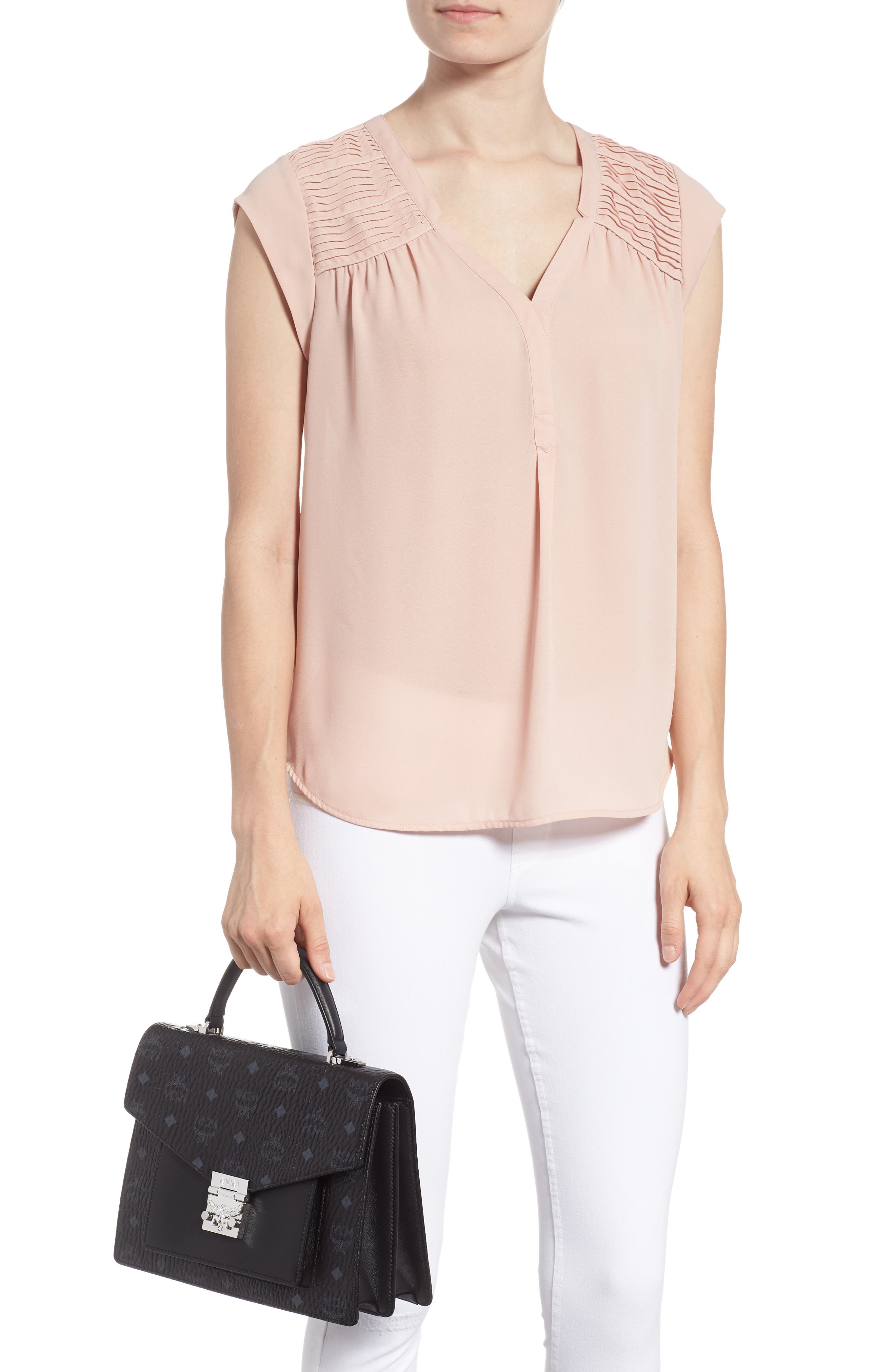 MCM Medium Patricia Visetos Coated Canvas Satchel, Alternate, color, 