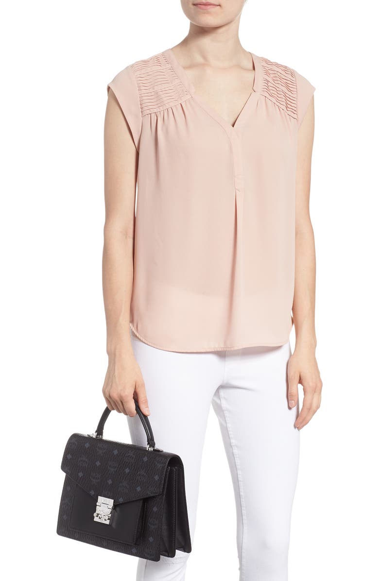 MCM Medium Patricia Visetos Coated Canvas Satchel, Alternate, color,