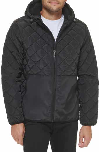 Kenneth Cole New York Faux Shearling Lined Hood Quilted Puffer Jacket
