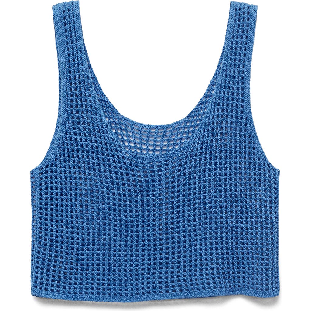 Mango Open Stitch Crop Tank In Blue