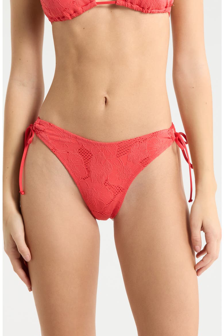 Oasis Jacquard Bikini Bottoms, Main, color, RED