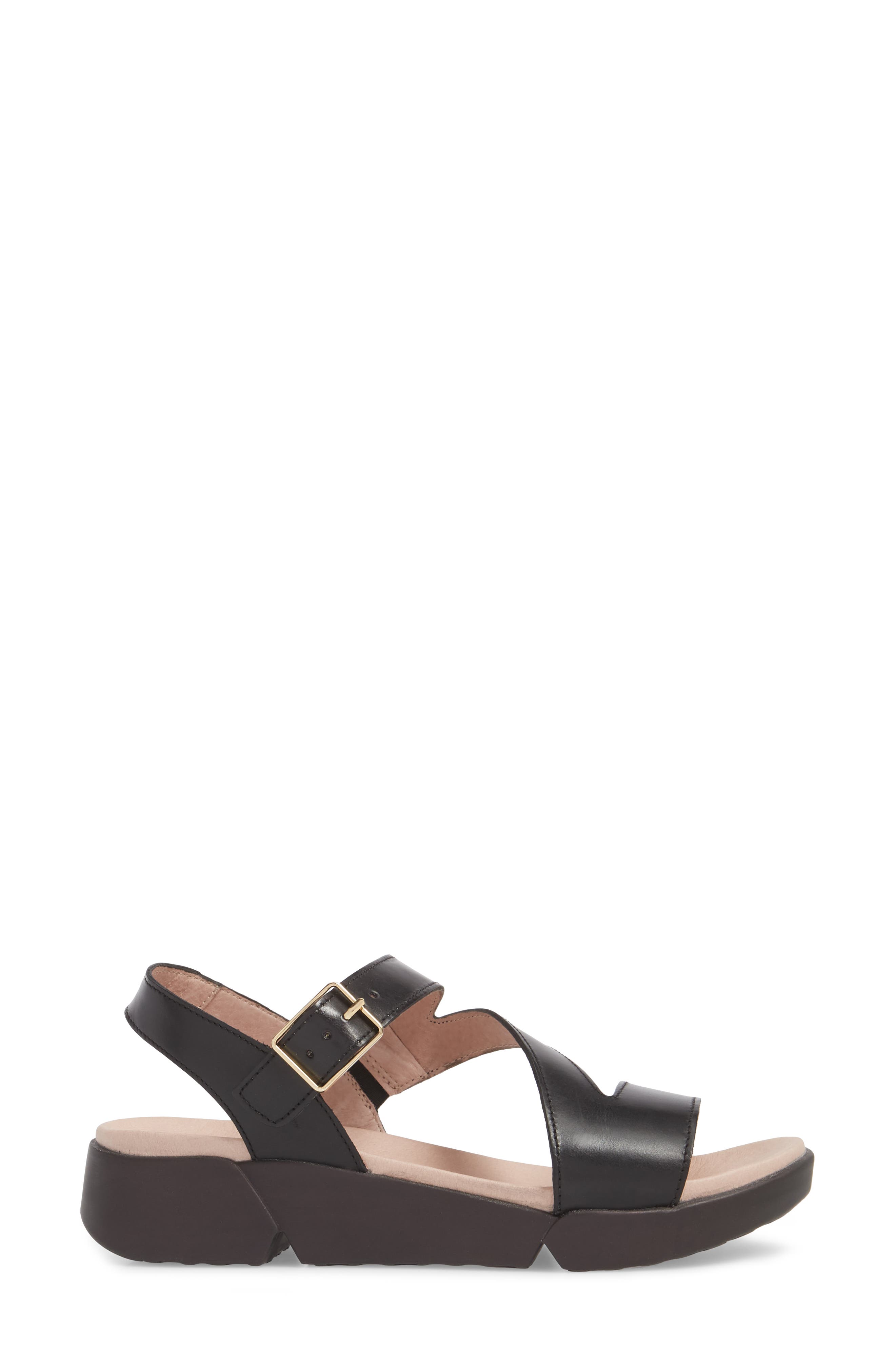 Platform Wedge Sandal, Alternate, color, BLACK LEATHER