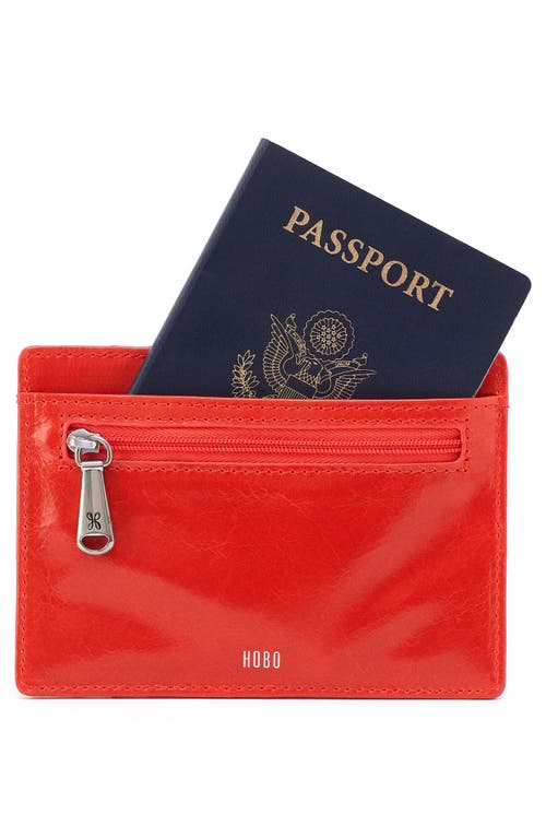 Hobo Euro Slide Leather Credit Card Case In Red