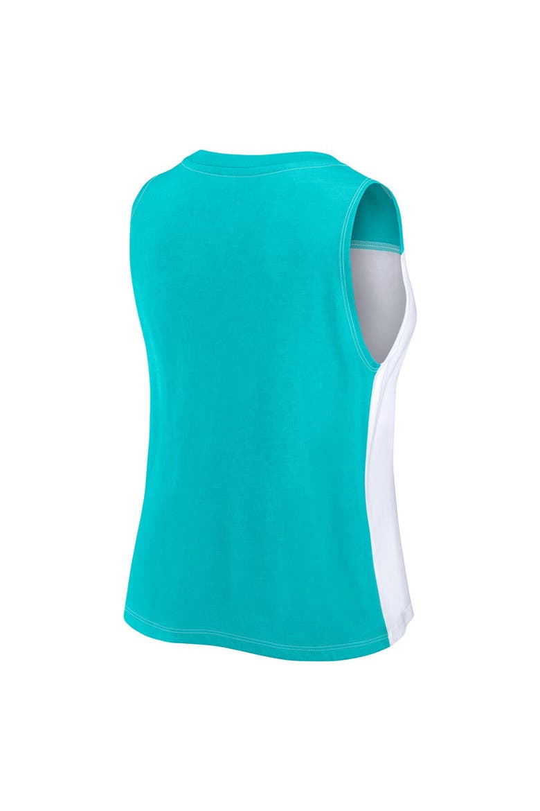 Women's Fanatics Branded Aqua/White Miami Dolphins Script Color Block Tank Top, Alternate, color, Aqua