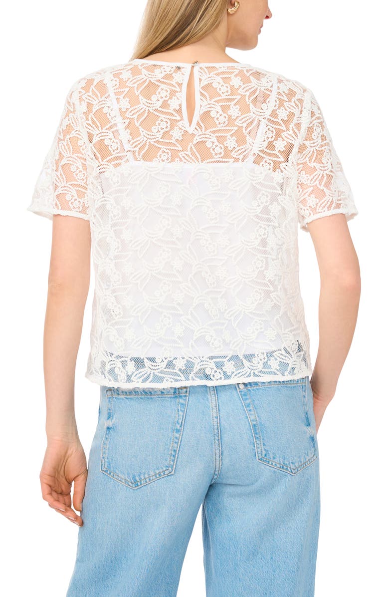 Vince Camuto Lace Trim Top, Alternate, color, Ultra White