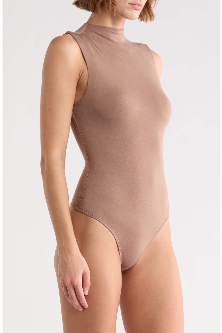 Side Cinched Mock Neck Top, Alternate, color, MOCHA