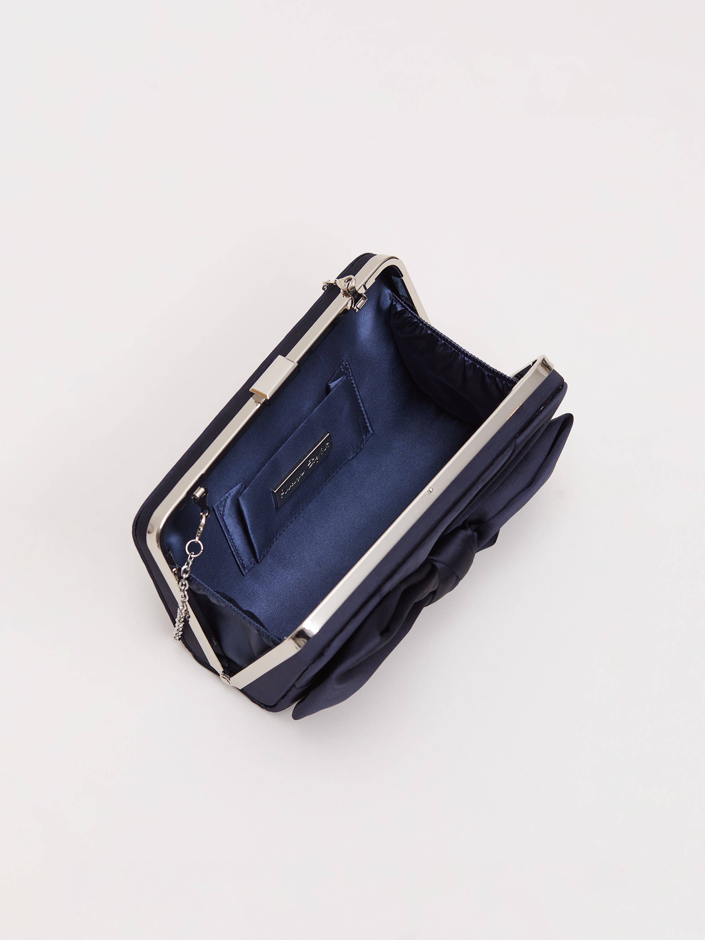 Phase Eight Satin Clutch Bag, Alternate, color, Navy