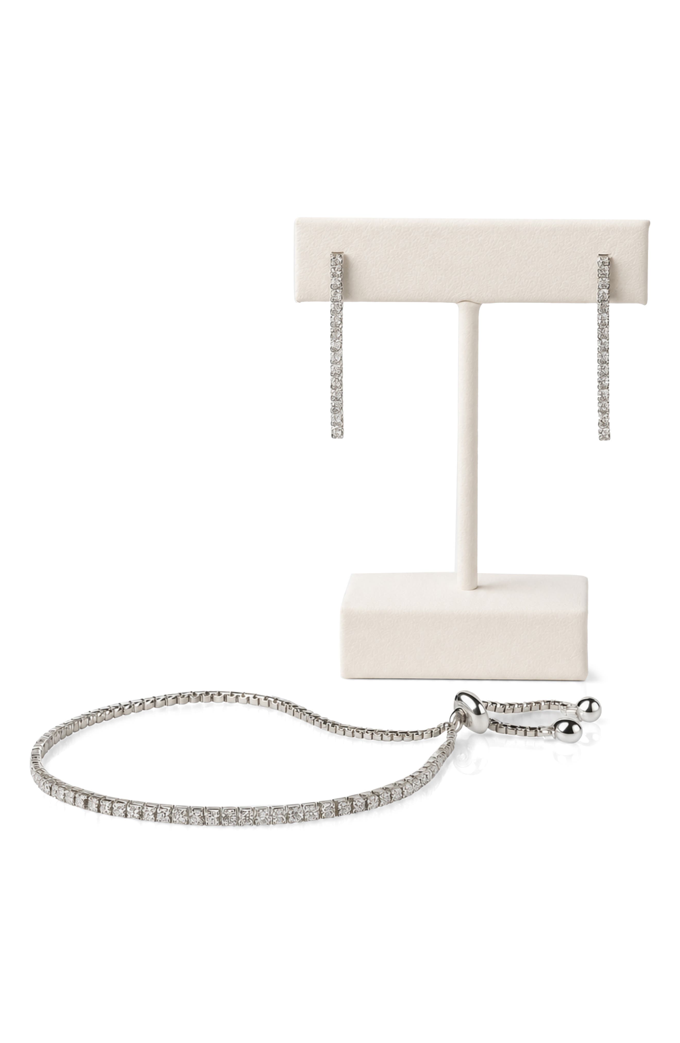Cubic Zirconia Tennis Bracelet & Drop Earrings Set