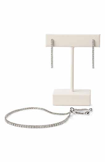 Cubic Zirconia Tennis Bracelet & Drop Earrings Set
