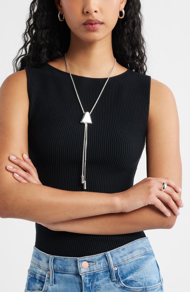 Open Edit Bolo Necklace, Alternate, color, Silver