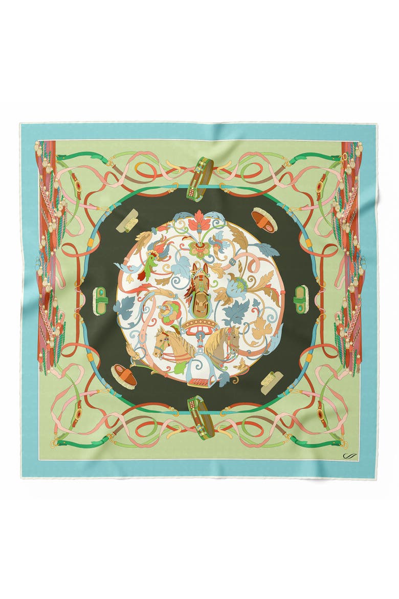 Sella Nobile - Silk Foulard for Women, Main, color, Green