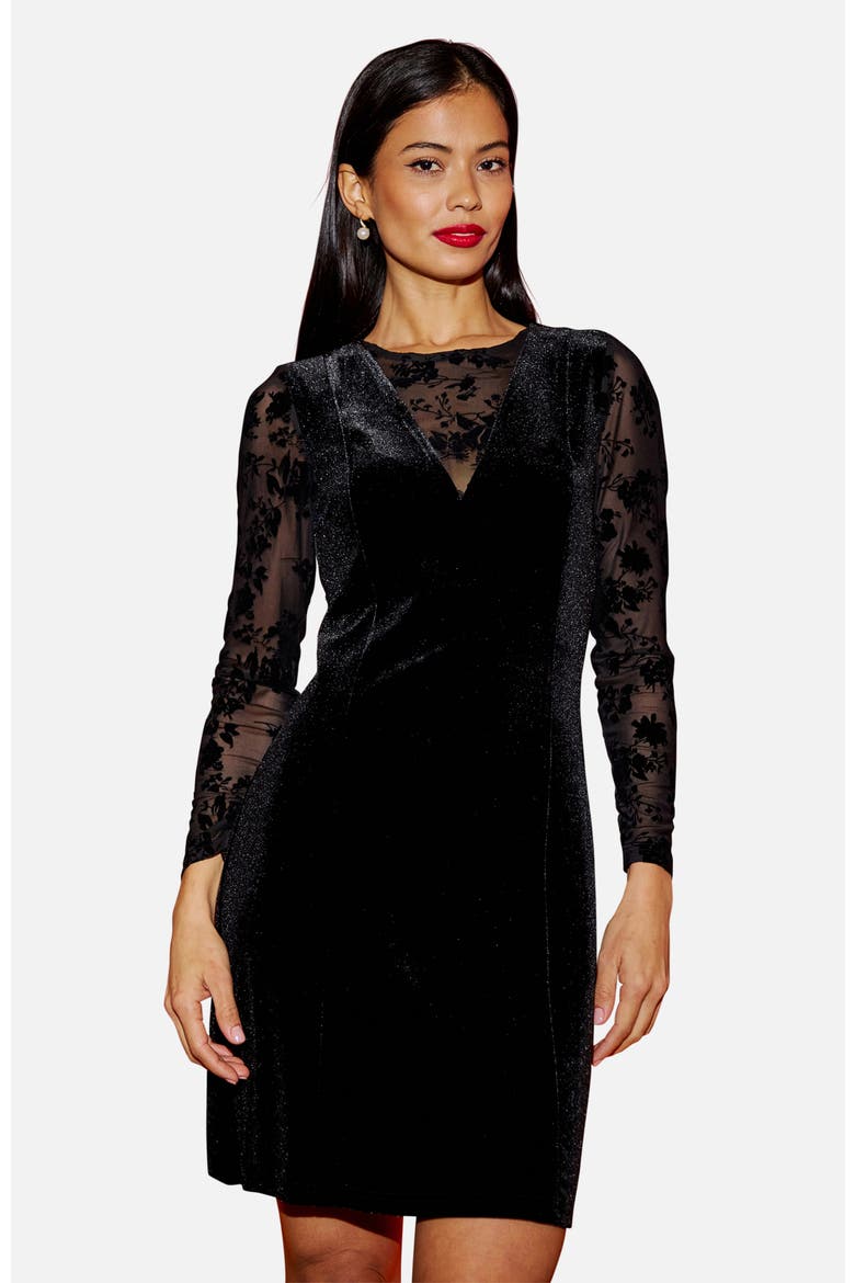 Fitted Velvet Dress, Main, color, Black