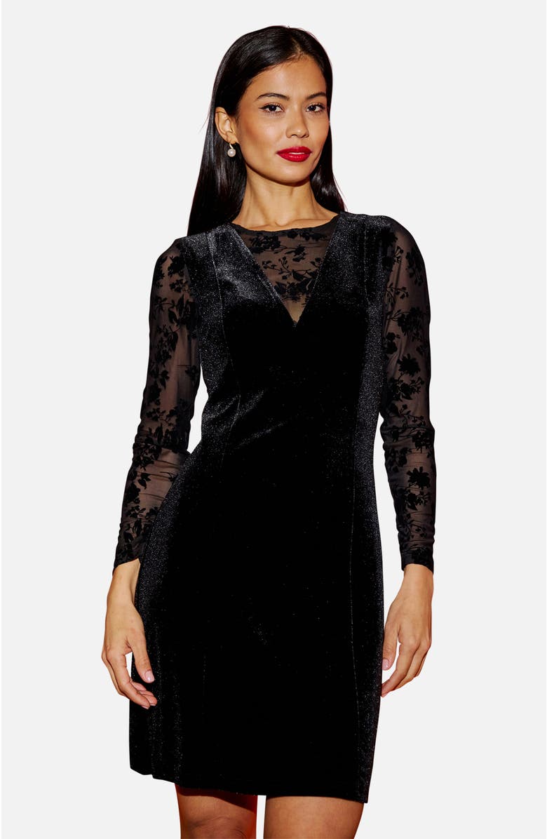 Yumi Fitted Velvet Dress, Main, color, Black