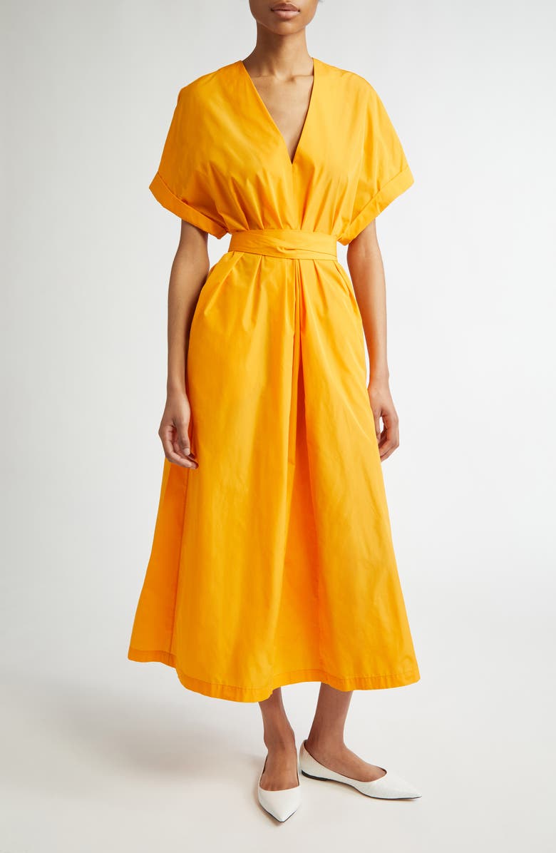 Lela Rose Dolman Sleeve V-Neck Belted A-Line Dress, Main, color, 