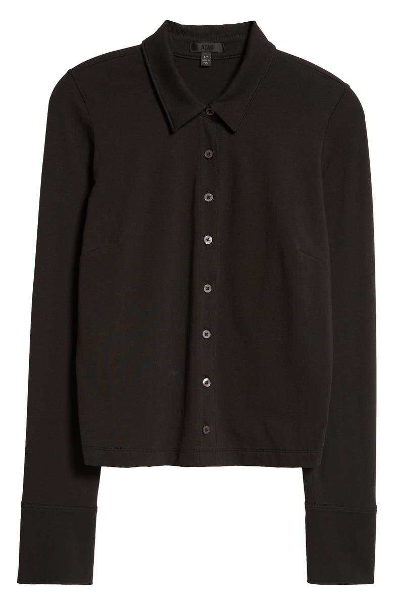 ATM Anthony Thomas Melillo Pima Cotton Blend Matte Jersey Button-Up Shirt, Alternate, color, Black