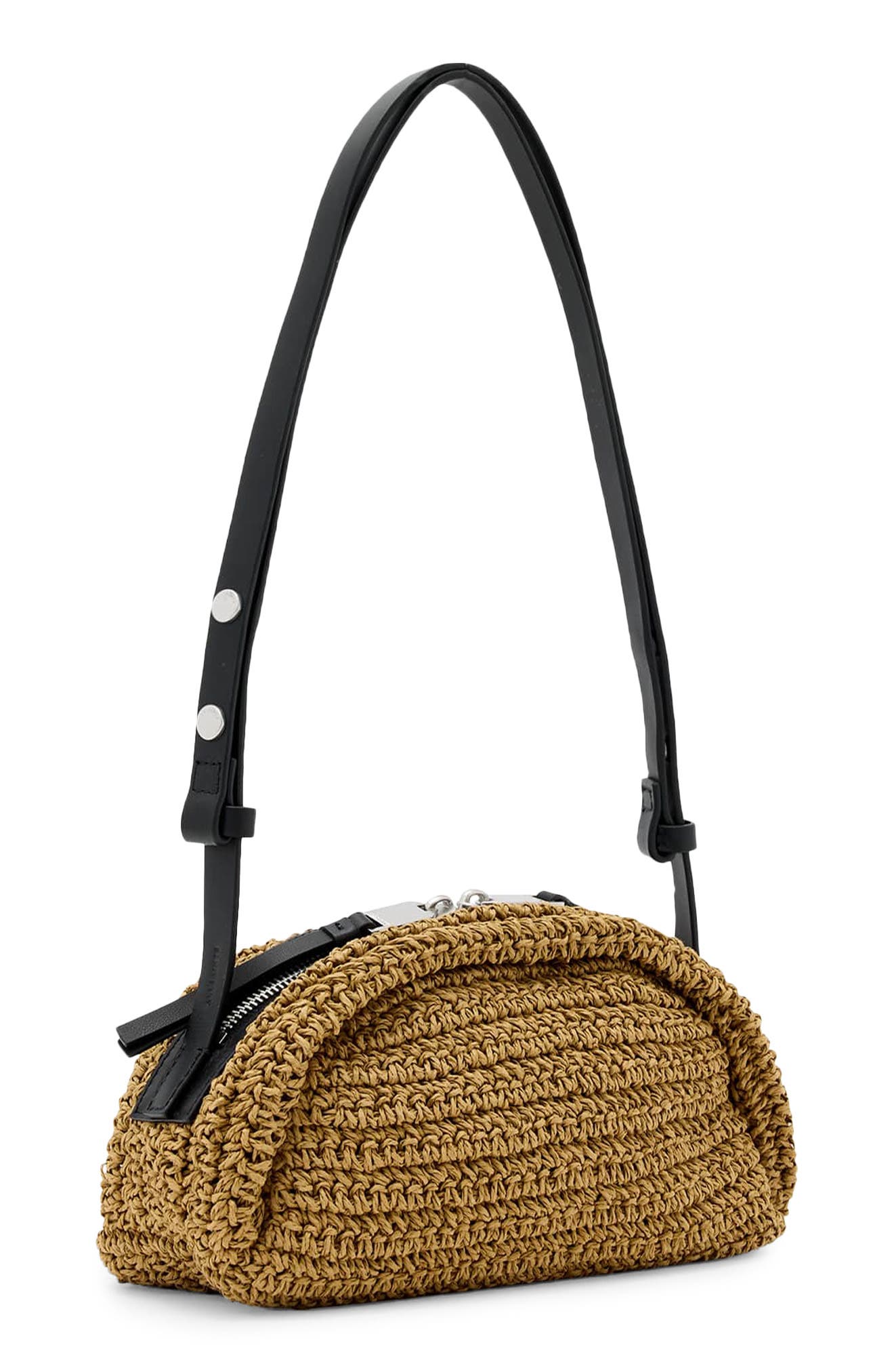 Arc Raffia Crossbody Bag, Alternate, color, BISCUIT BROWN