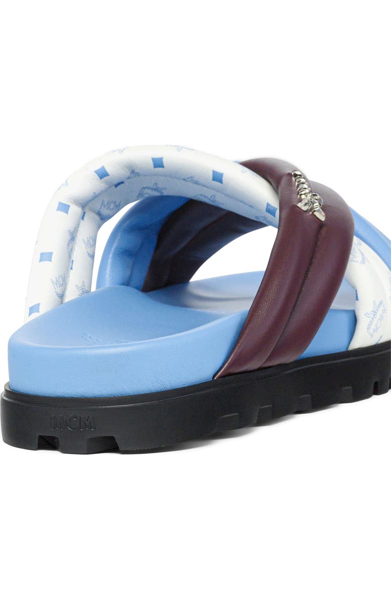 MCM Monogram Cross Sandals in Lamb Leather, Alternate, color, Winetasting