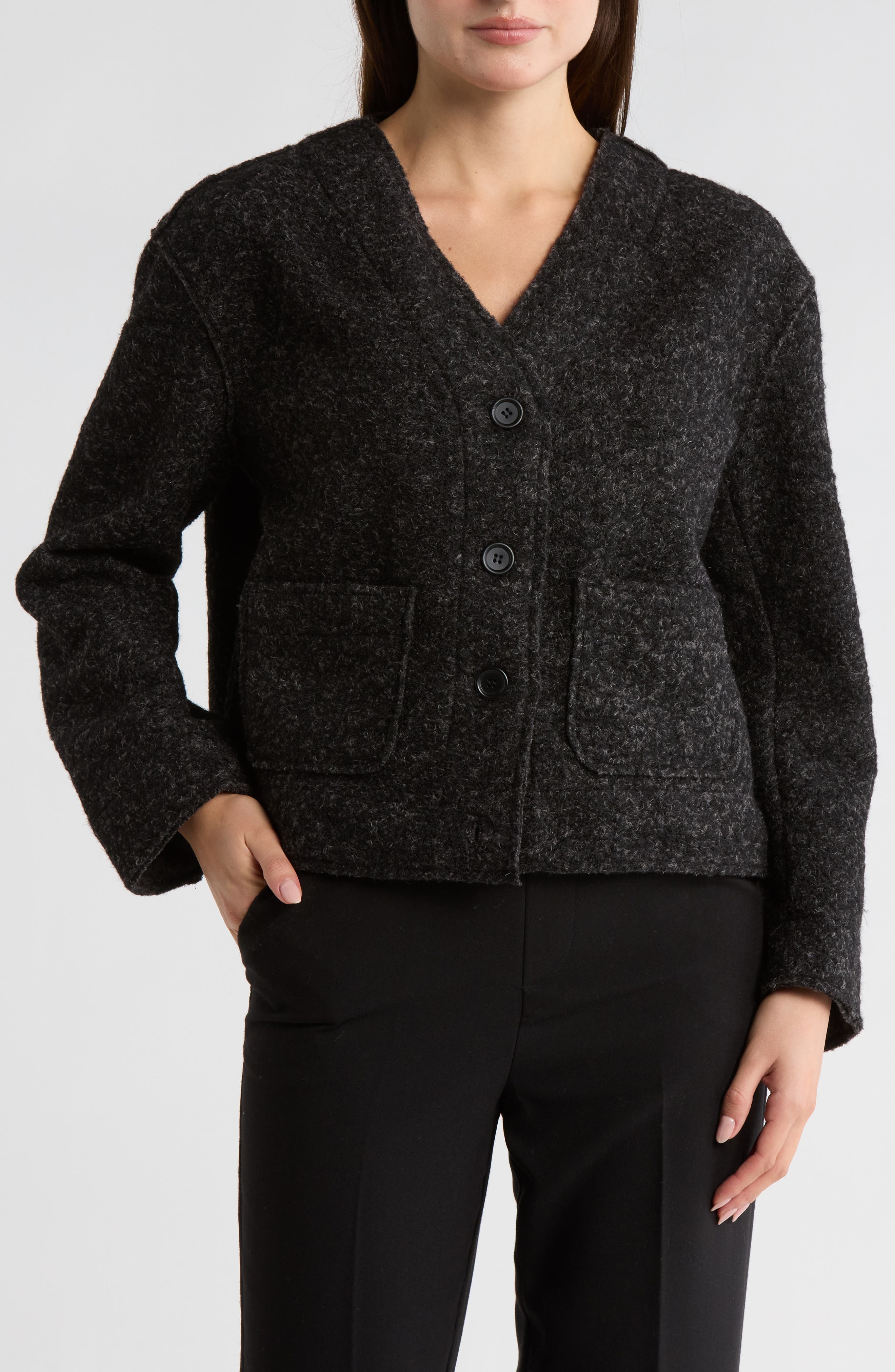 MAX STUDIO Bouclé Crop Sweater Jacket