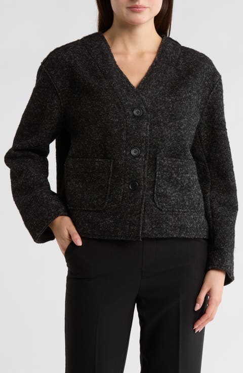 Bouclé Crop Sweater Jacket