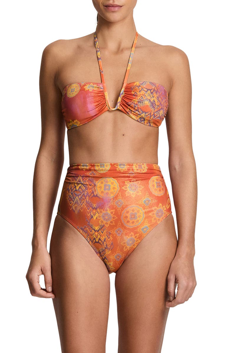 Lauren Ralph Lauren Shirred High Waist Bikini Bottoms, Alternate, color, 