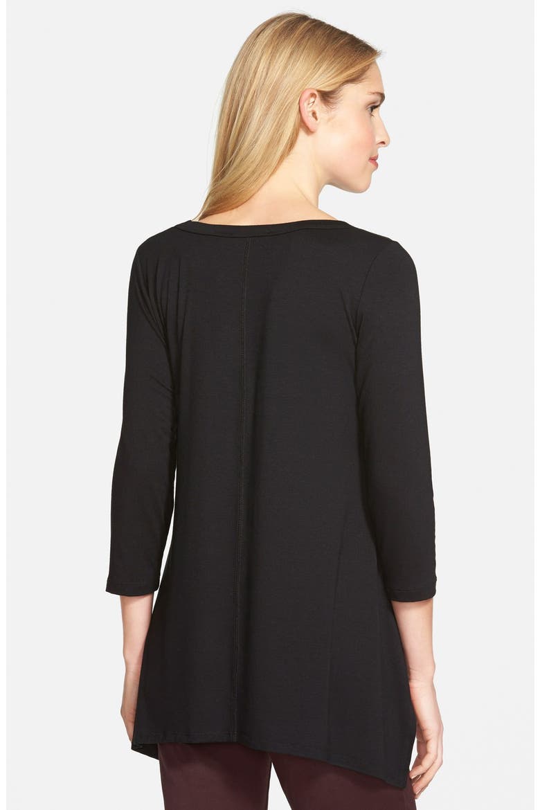 Handkerchief Hem Top with Side Slits, Alternate, color, BLACK