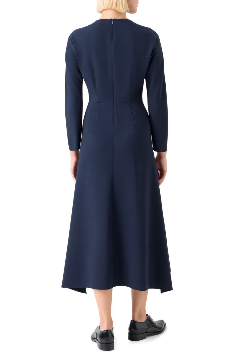 Akris Long Sleeve Wool Blend Midi Dress, Alternate, color, Navy