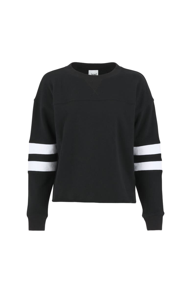 Lezat Gilda Organic Cotton Varsity Sweatshirt, Main, color, Black