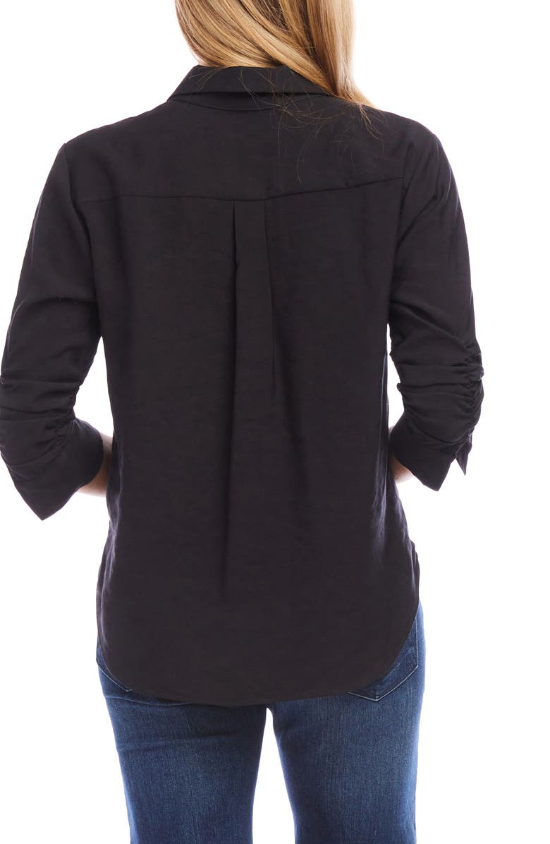 Karen Kane Ruched Sleeve Button-Up Shirt, Alternate, color, 