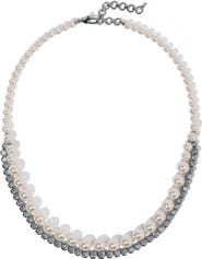 Nadri Imitation Pearl and Cubic Zirconia Double Layer Necklace