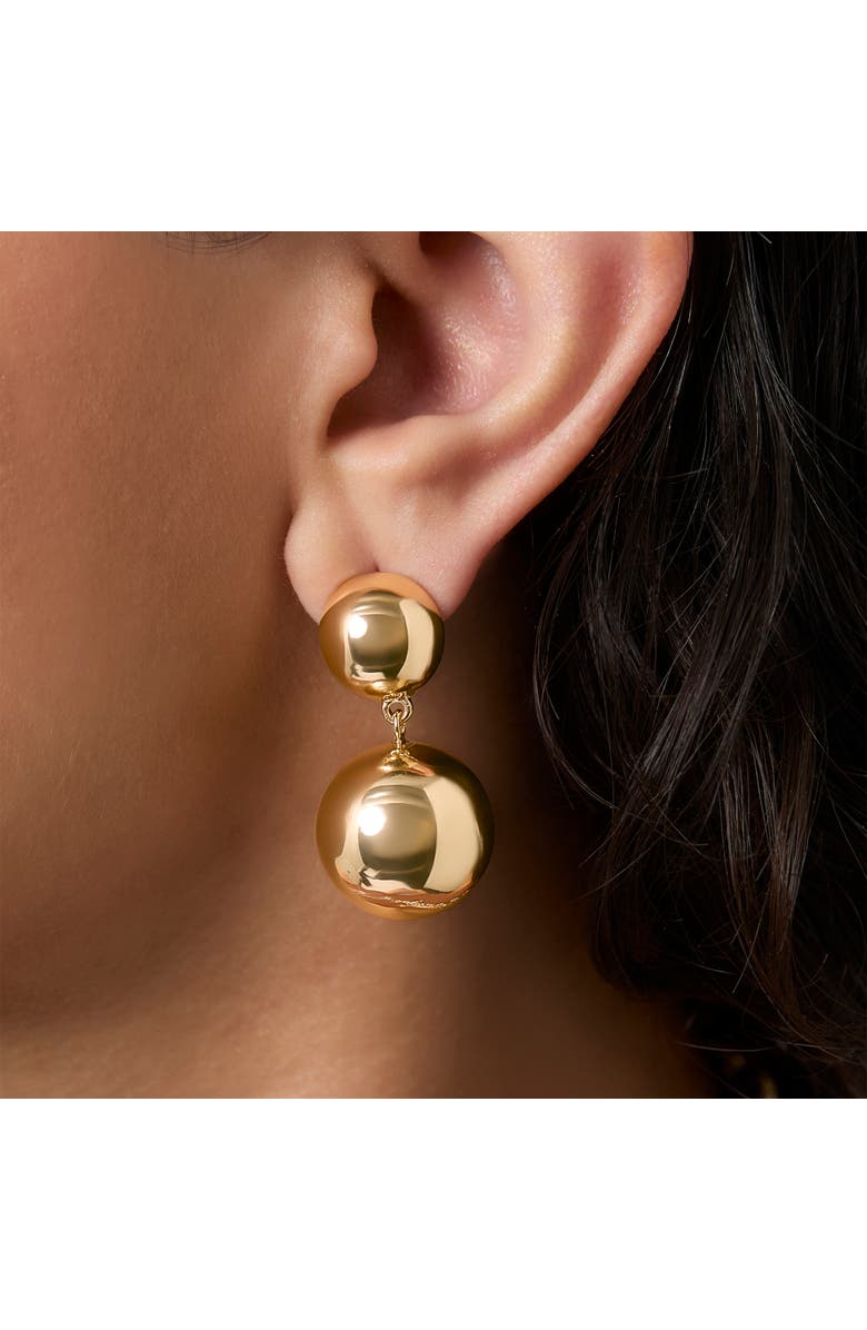 Jessica Simpson Double Ball Drop Earrings, Alternate, color, Gold