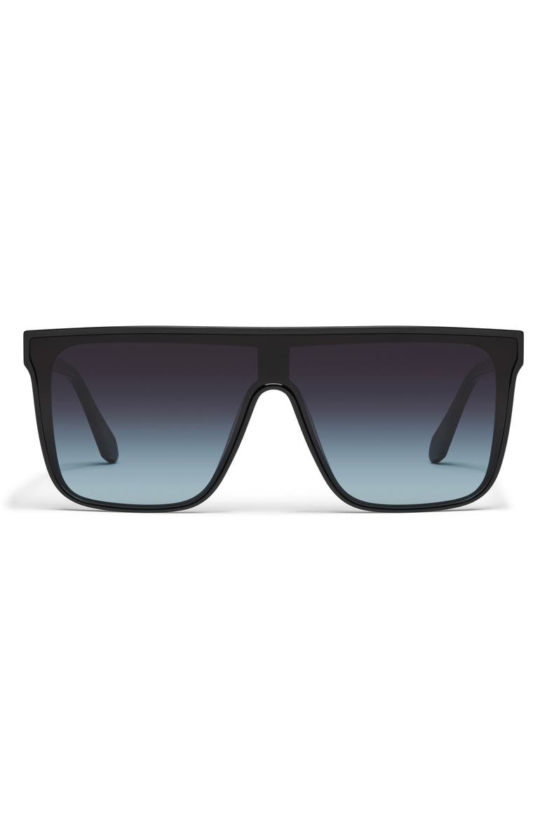 QUAY Nightfall Medium 138mm Shield Sunglasses, Main, color, Black/ Black Aqua