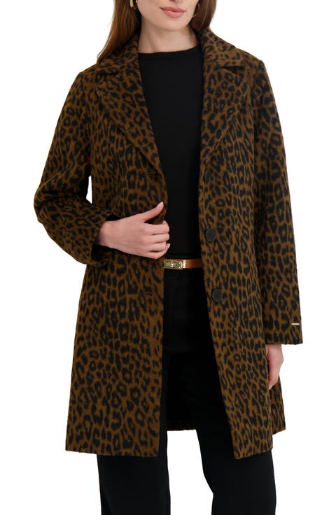 Lina Single Breasted Leopard Print Coat