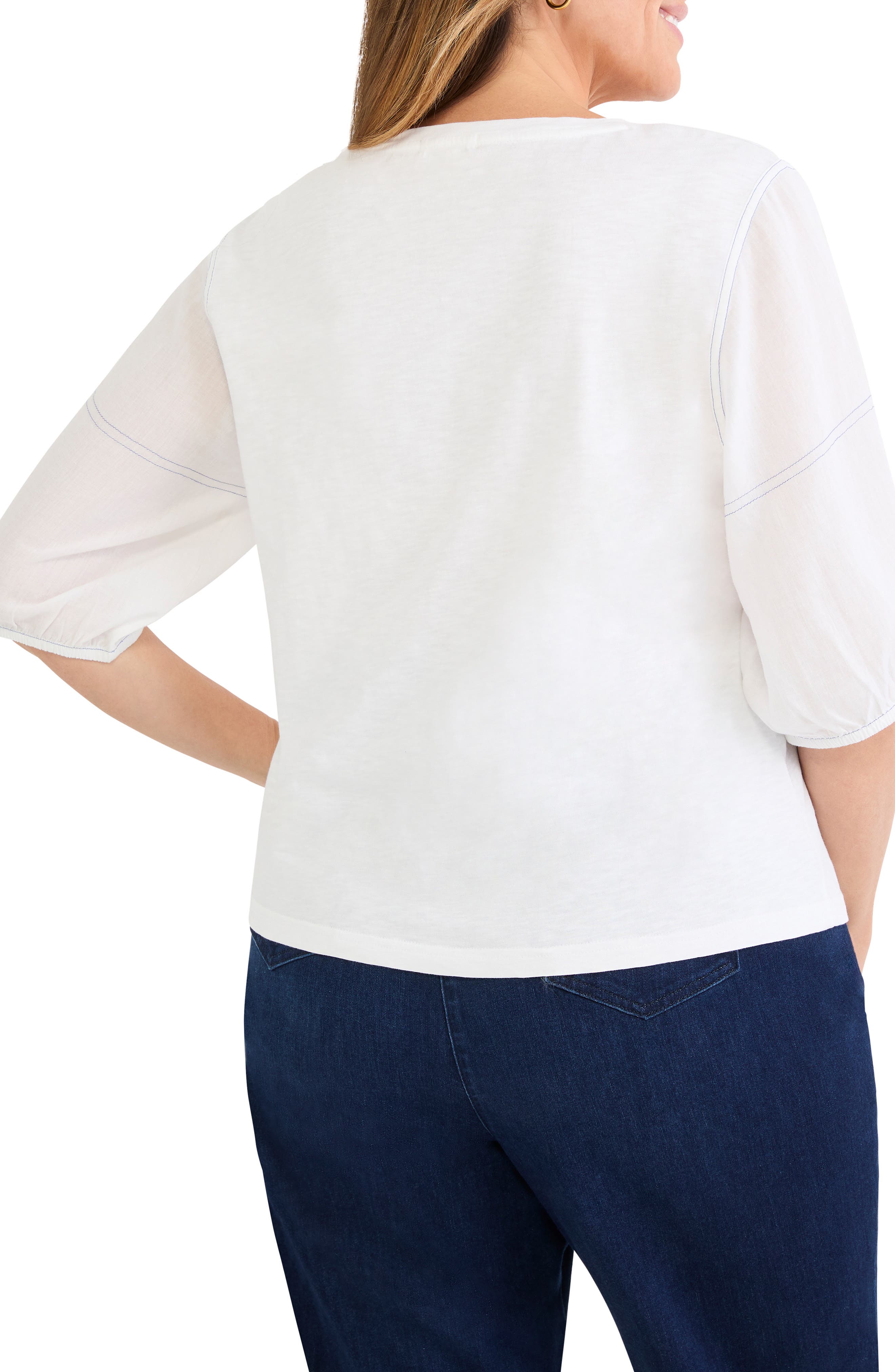NZT by NIC+ZOE Linen Sleeve Cotton Top (Women) | Nordstrom