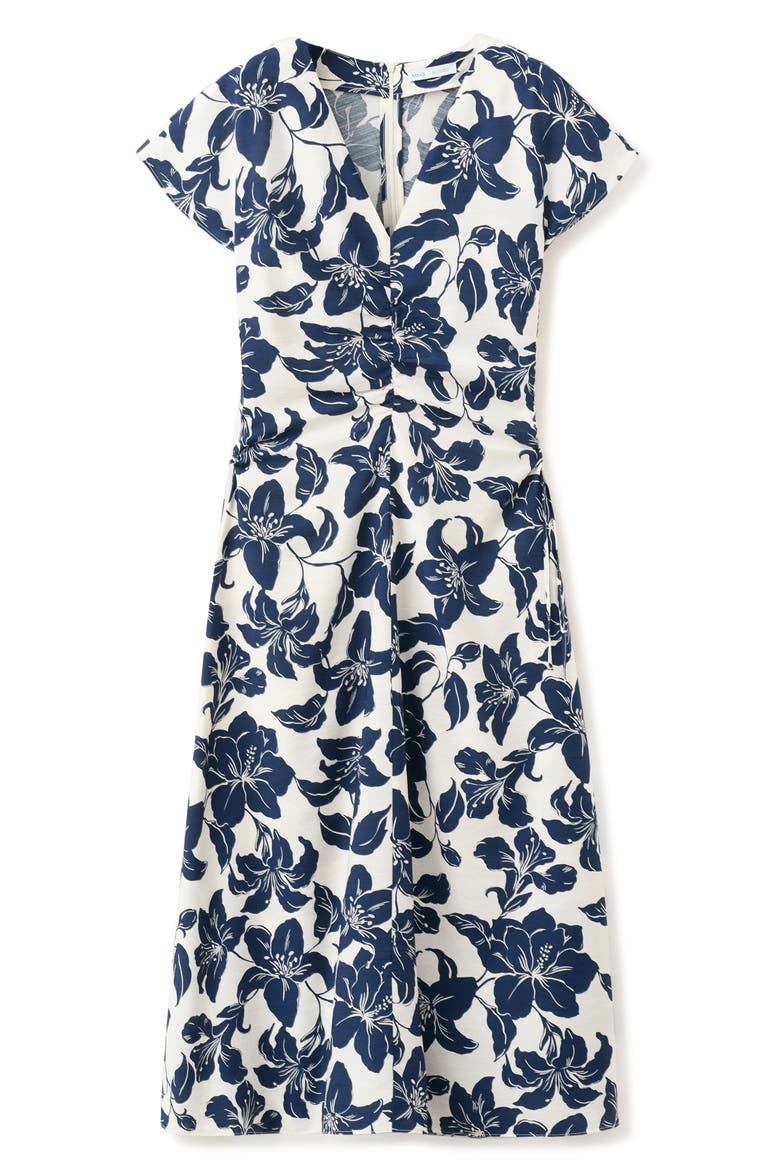 Print Side Ruched Maxi Dress, Alternate, color, ECRU