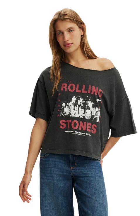 Women's Lcn Music Off Shoulder Boxy Graphic Tee