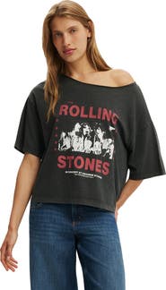 Cotton On Women's Lcn Music Off Shoulder Boxy Graphic Tee