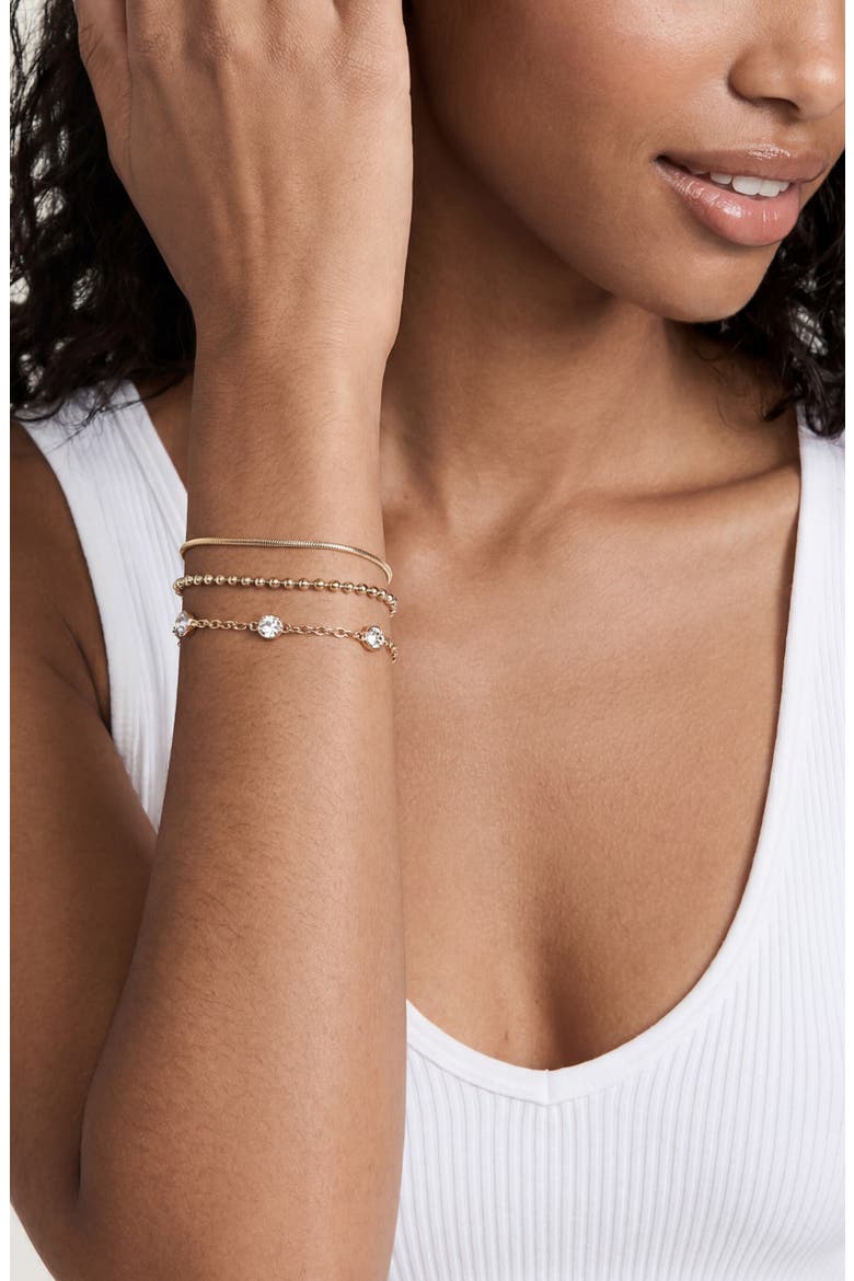 Crystal Mixed Chain Layered Bracelet, Alternate, color, GOLD