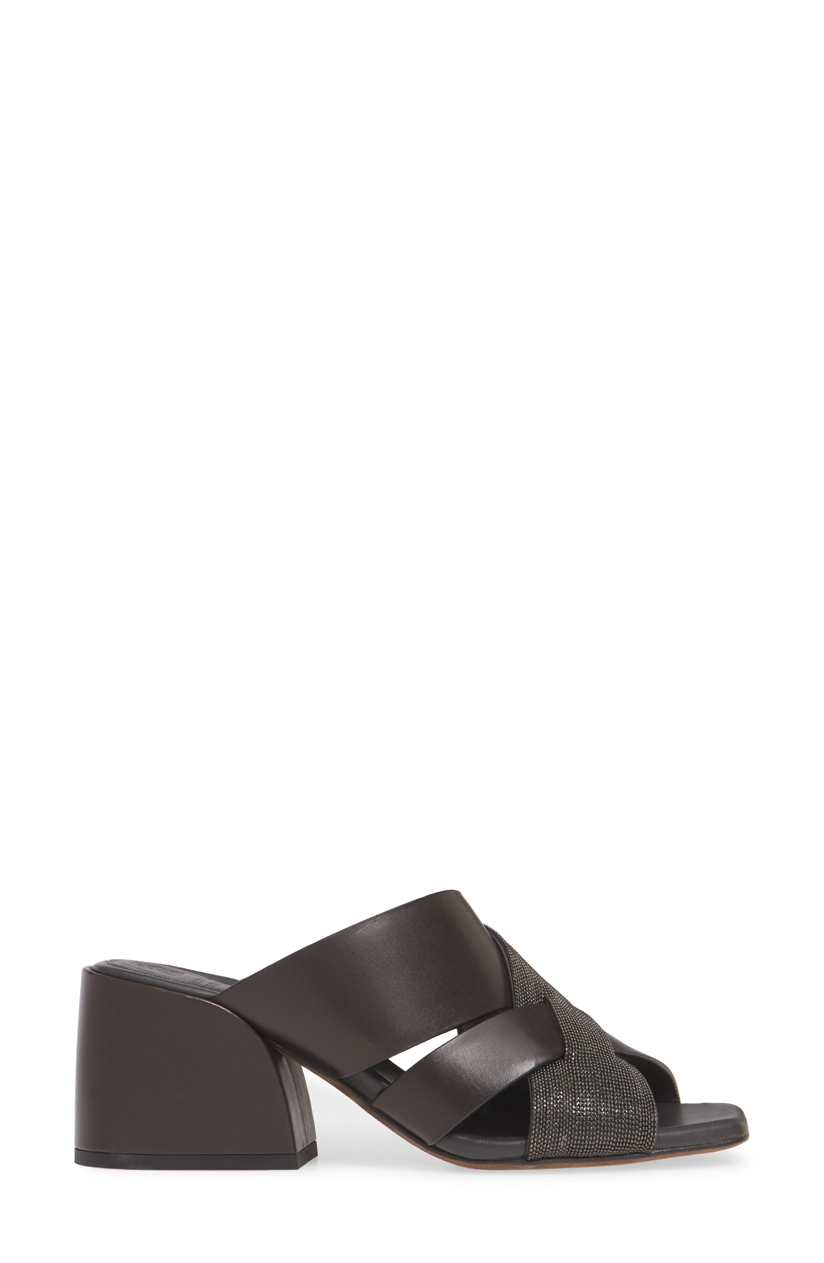 Brunello Cucinelli Asymmetric Cross Strap Slide Sandal, Alternate, color, 