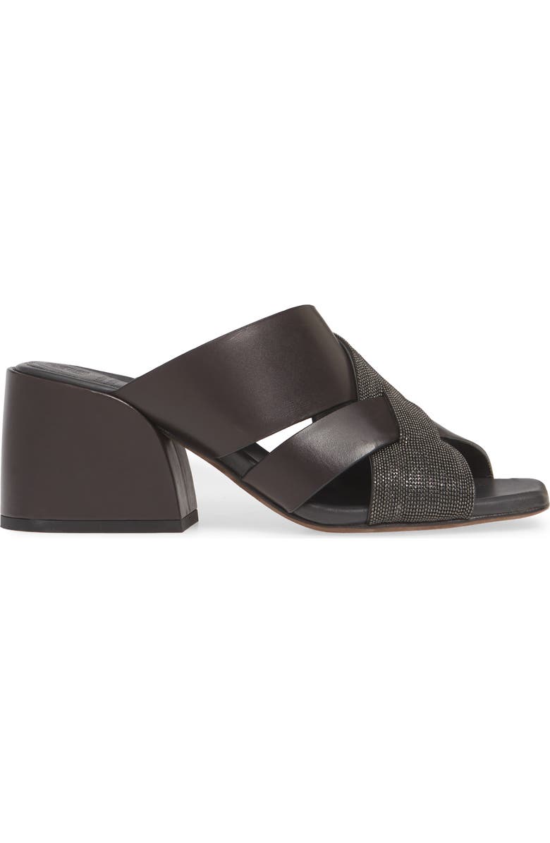 Brunello Cucinelli Asymmetric Cross Strap Slide Sandal, Alternate, color,