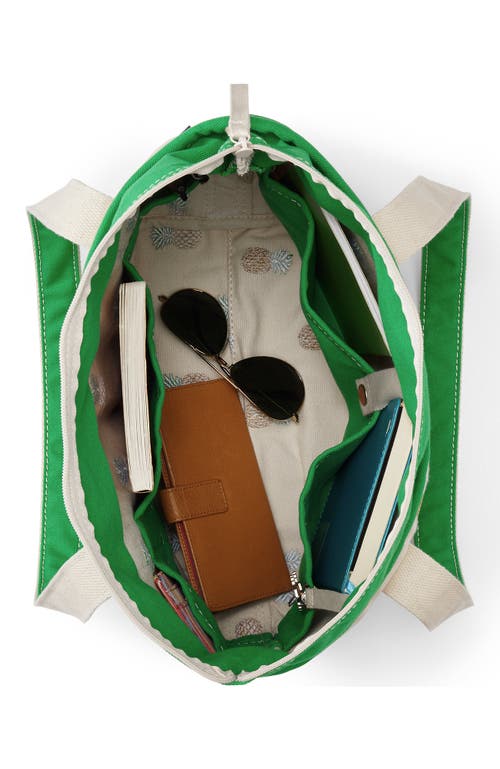 Lands' End Zip Top Long Handle Canvas Tote Bag