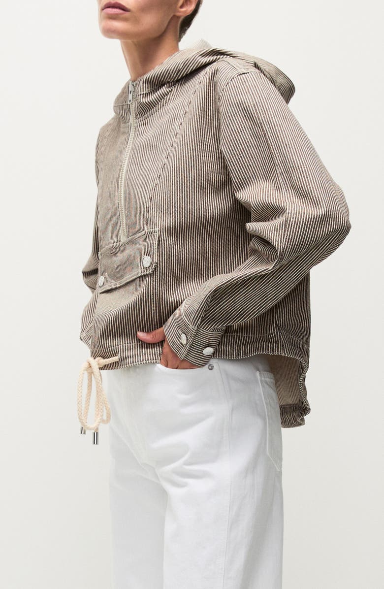 Veronica Beard Kaeli Railroad Stripe Stretch Cotton Half-Zip Jacket, Alternate, color, 