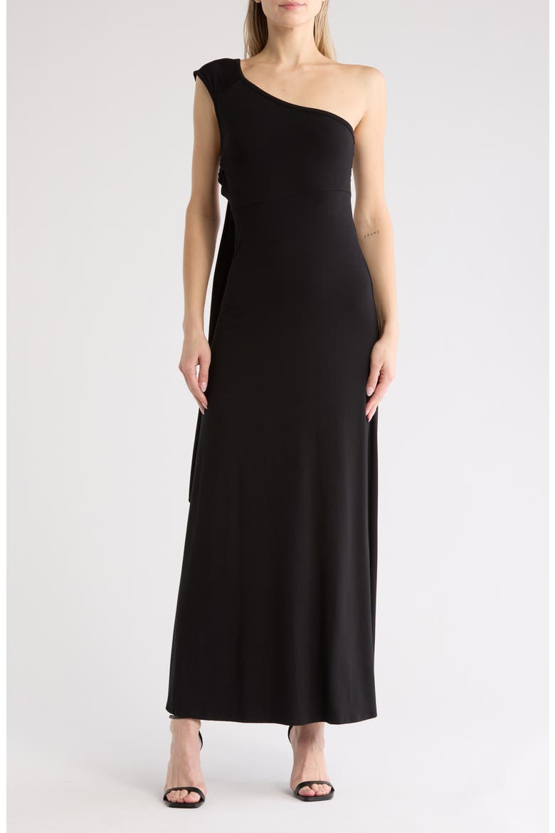 One Shoulder Maxi Dress, Main, color, BLACK