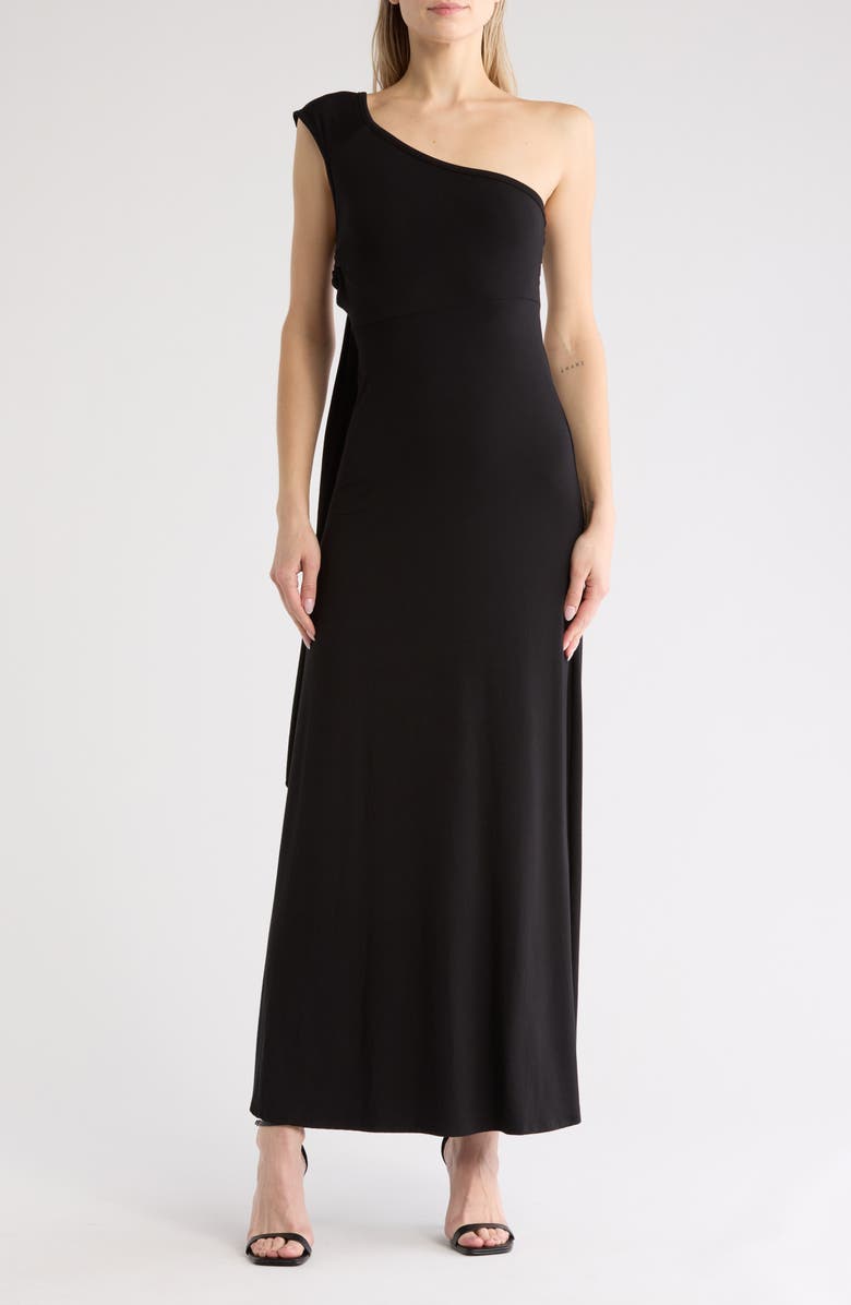 GO COUTURE One Shoulder Maxi Dress, Main, color, Black