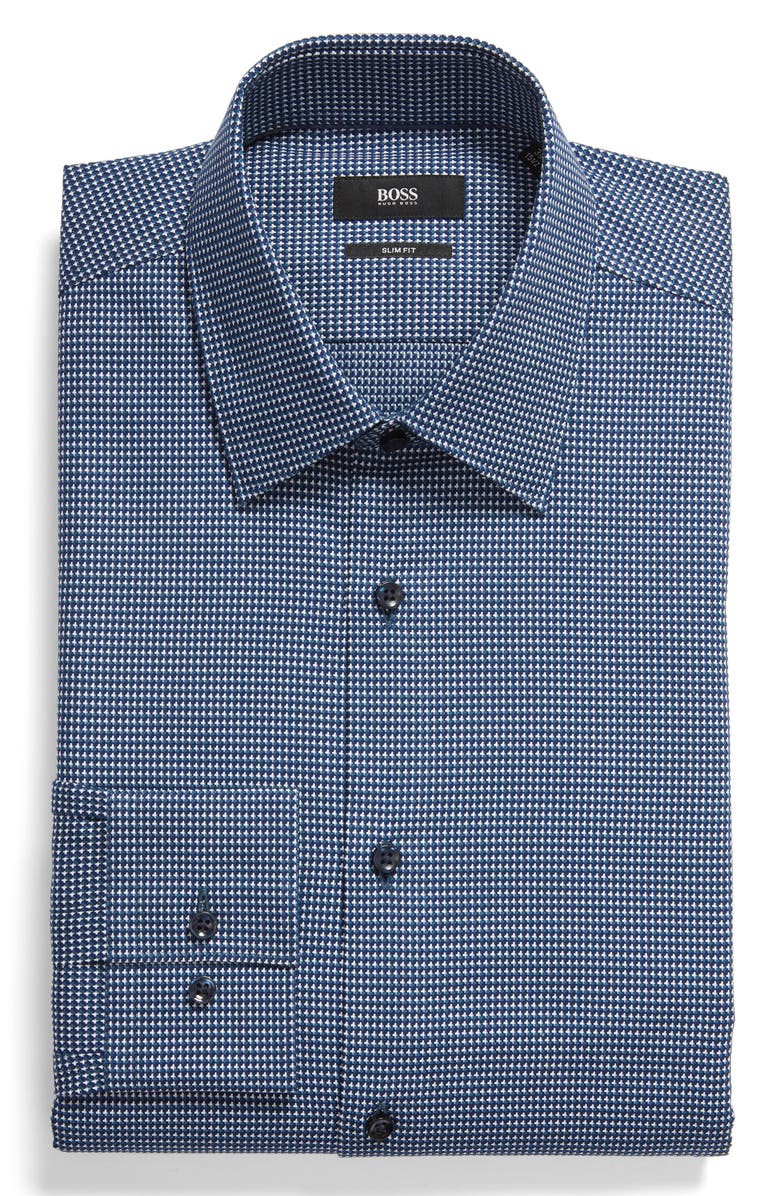 BOSS Slim Fit Geometric Dress Shirt, Alternate, color, 