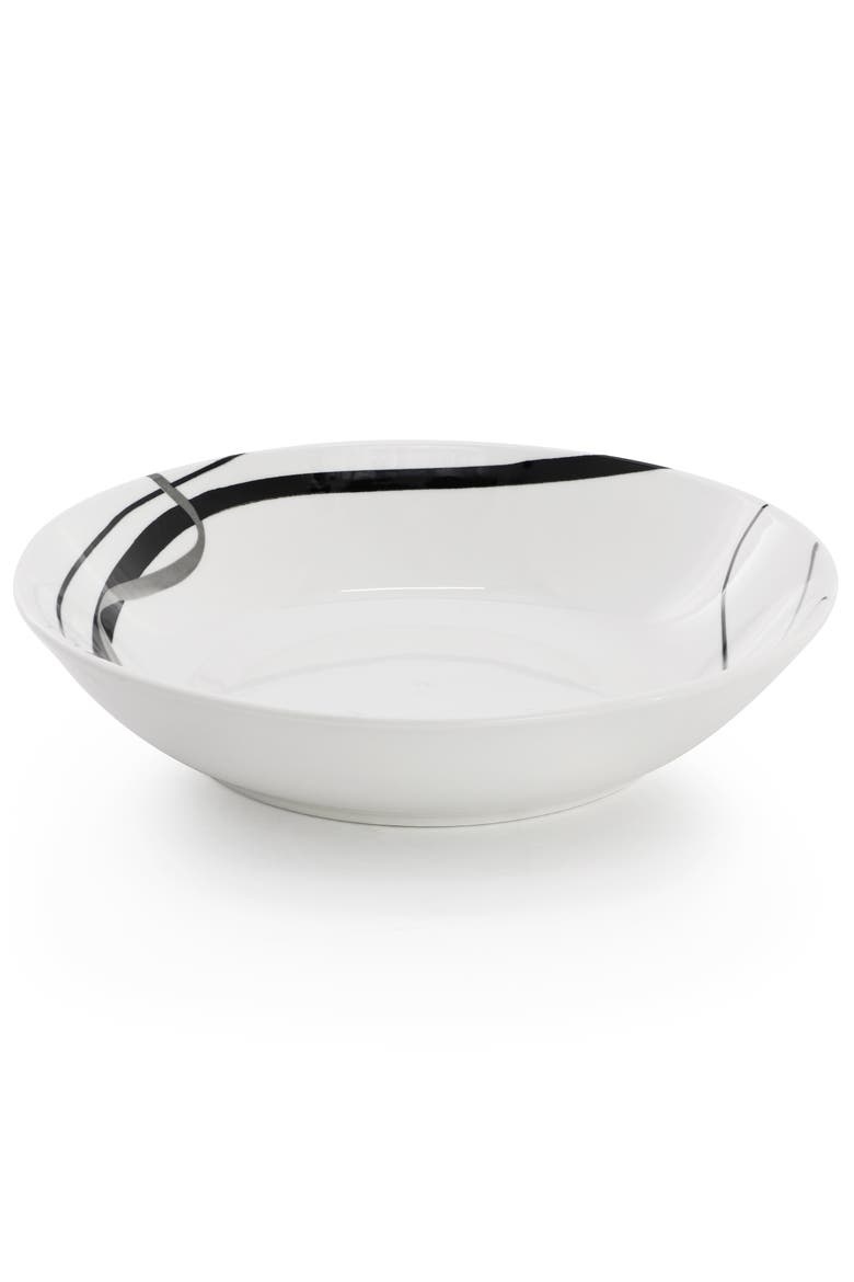 Sarah 24 Piece Porcelain Double Bowl Dinnerware Set, Service for 6, Alternate, color, White
