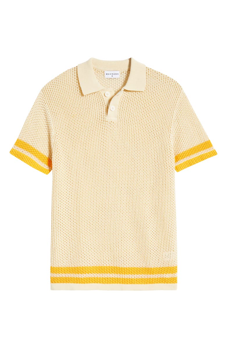 MAVRANS Open Knit Polo, Main, color, Off White