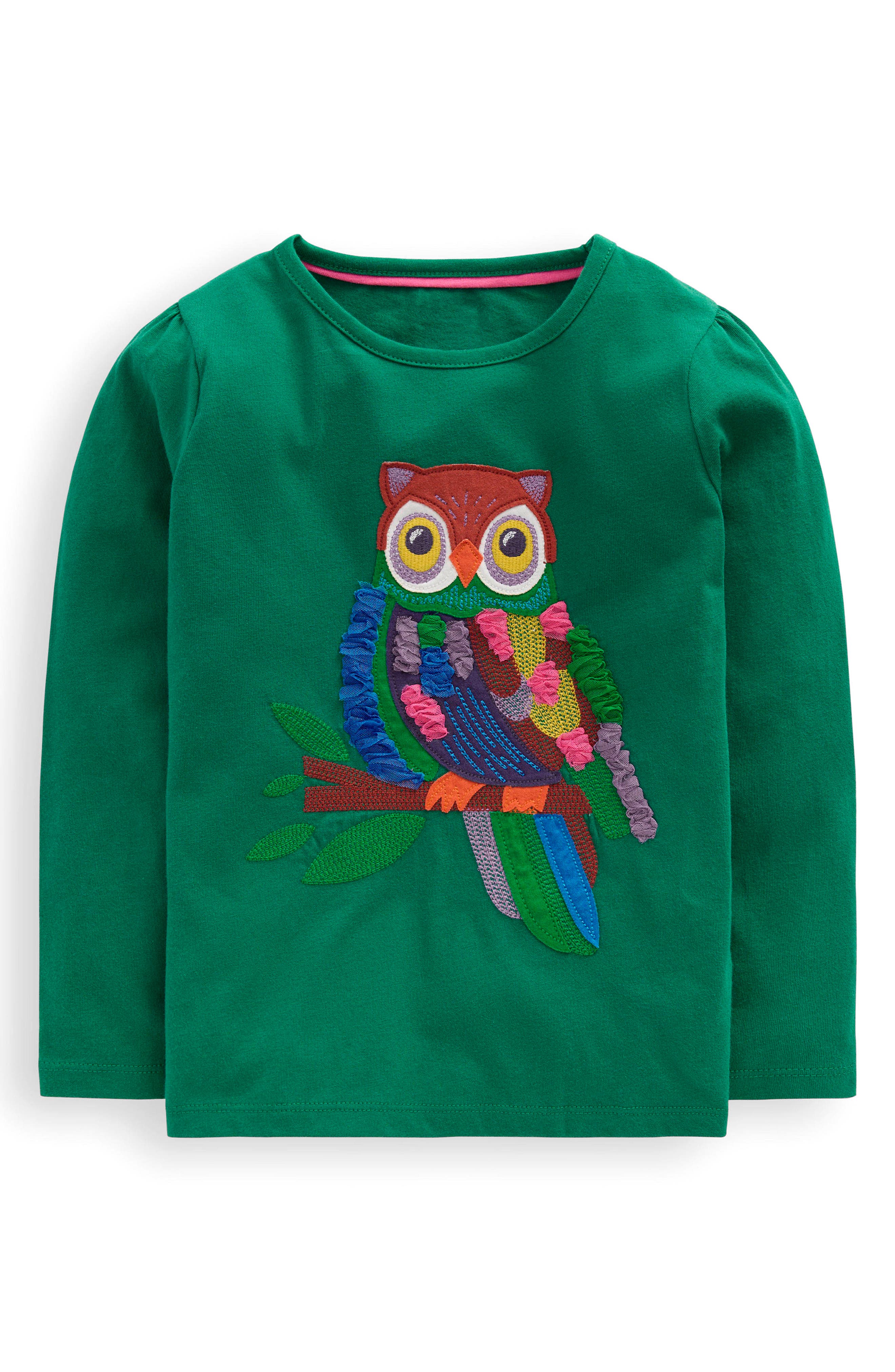 Kids' Owl Appliqué Cotton Graphic T-Shirt