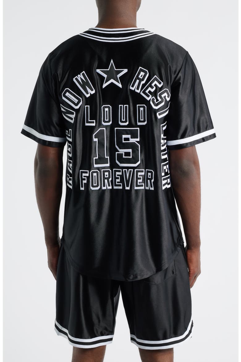 Loud Forever Baseball Jersey, Alternate, color, BLACK